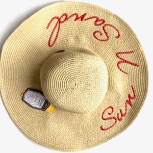 Sun N Sand Beachwear  Embroidered Floppy Straw Hat NWT